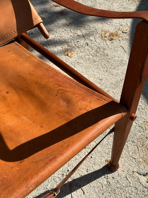 Cognac Leather Safari Chair by Kaare Klint