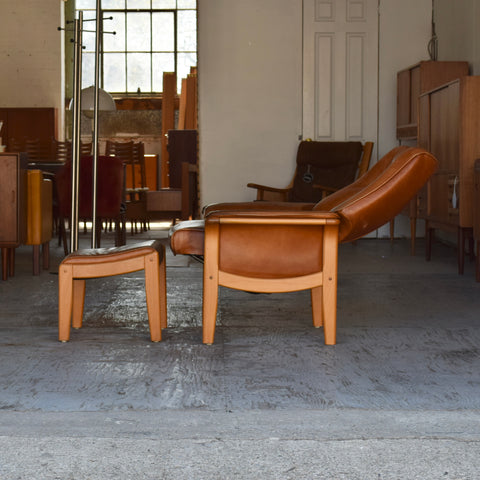 Leather Reclining Chair & Ottoman by Mogens Hansen