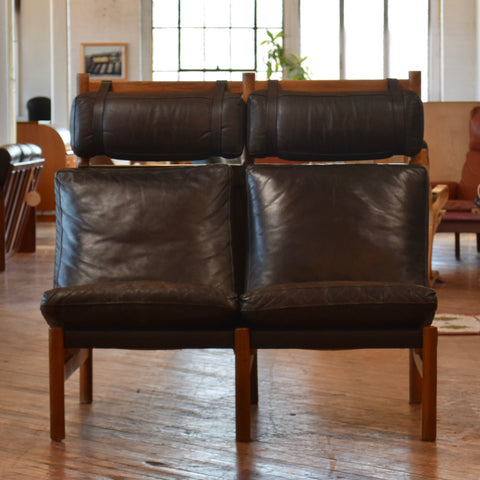 Danish Oak & Leather Sectional w/ Table