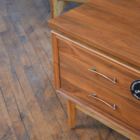 Walnut Side Table w/ Metal Pulls