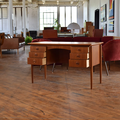 Teak Desk w/ Rear Bookcase