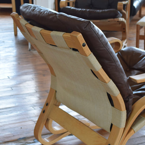 Bentwood & Leather Lounge Chair by Rykken & Co for Oddvin Rykken