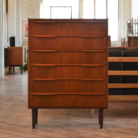 Danish Teak Tallboy Dresser