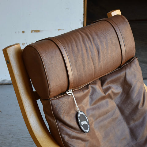 Hans Wegner GE530 Leather & Oak Lounge Chair w/ Ottoman