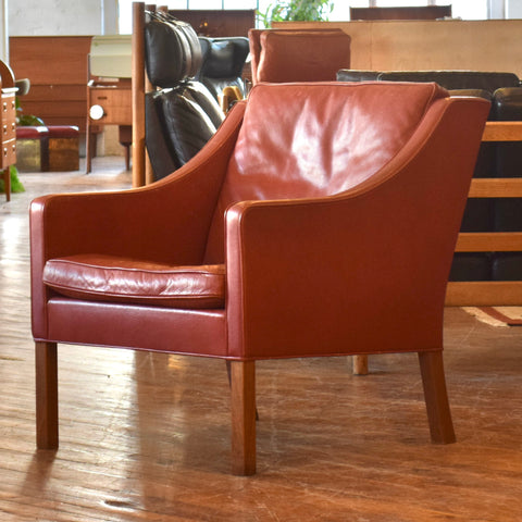 Børge Mogensen Model 2207 Chair in Red Leather & Rosewood