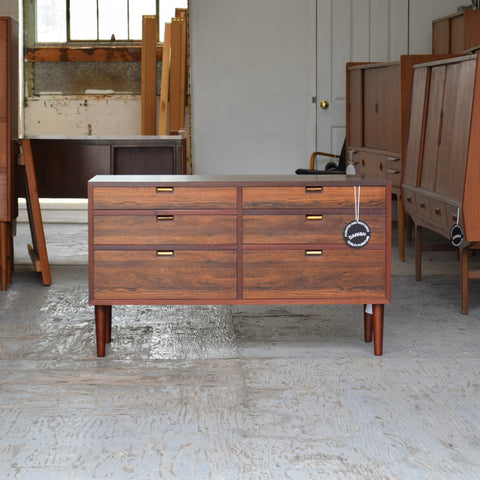 Rosewood 6 Drawer Low Storage Unit