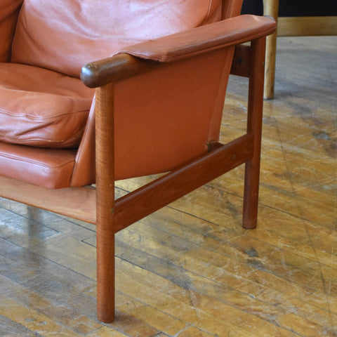 Illum Wikkelsø Highback Leather & Teak Chair