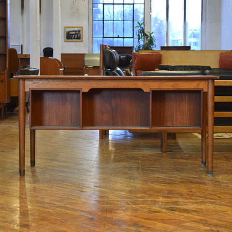 Executive Teak Desk w/ Rear Bookcase