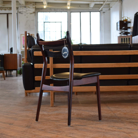 Set of 4 Leather & Rosewood Dining Chairs by Sibast