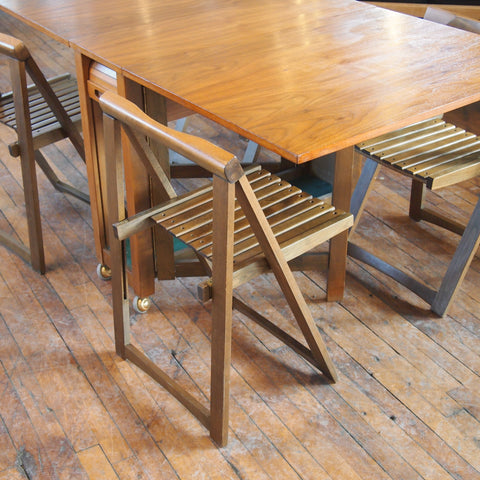Compact Walnut Drop and Roll Dining Table w/Chairs