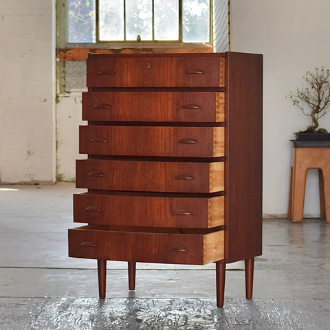 Vintage Teak Tallboy Dresser