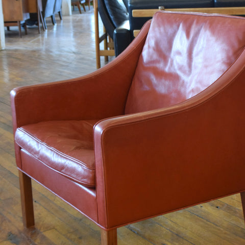 Børge Mogensen Model 2207 Chair in Red Leather & Rosewood