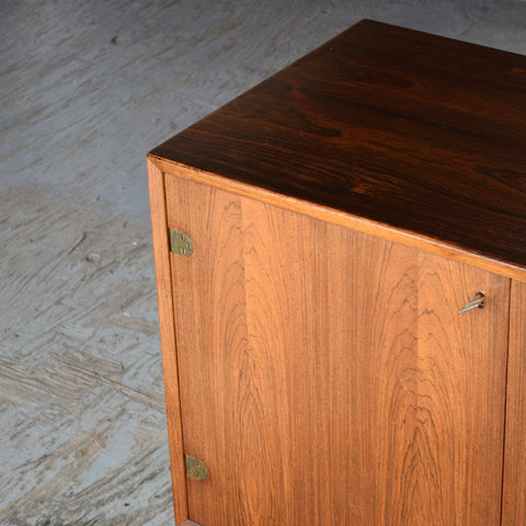 Compact Rosewood Sideboard w/ Exposed Brass Hinges