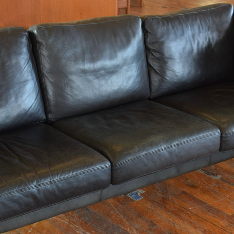 Danish Oak & Leather 3-Seater Sofa by Stouby