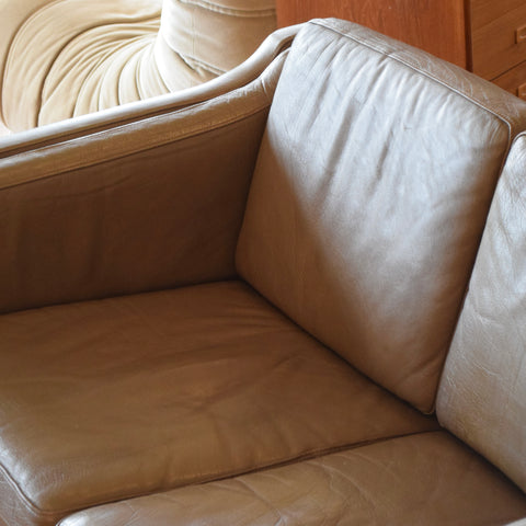 Børge Mogensen Style Loveseat in Olive Leather
