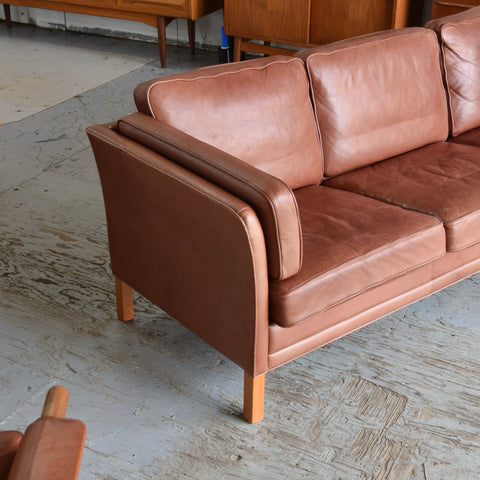 Cognac Leather 3-Seater Sofa by Mogens Hansen