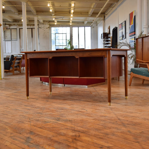 Executive Teak Desk w/ Rear Bookcase