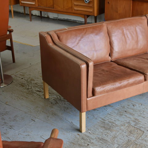 [ON HOLD] Cognac Leather 3-Seater Sofa