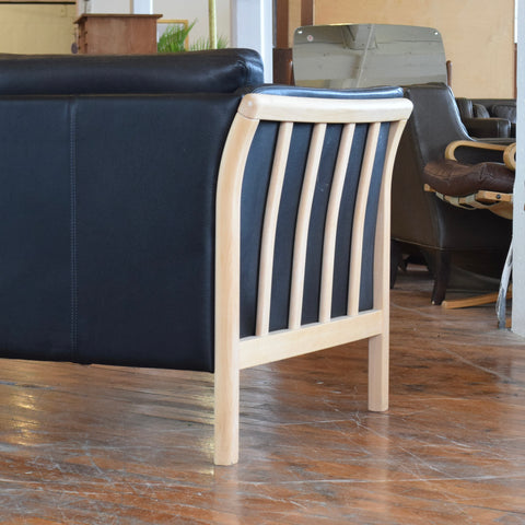 Danish Oak & Leather 3-Seater Sofa by Stouby