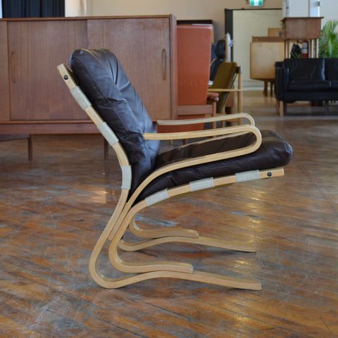 Bentwood & Leather Lounge Chair by Rykken & Co for Oddvin Rykken