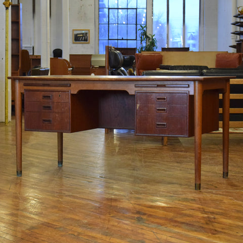Executive Teak Desk w/ Rear Bookcase