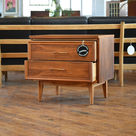 Walnut Side Table w/ Metal Pulls