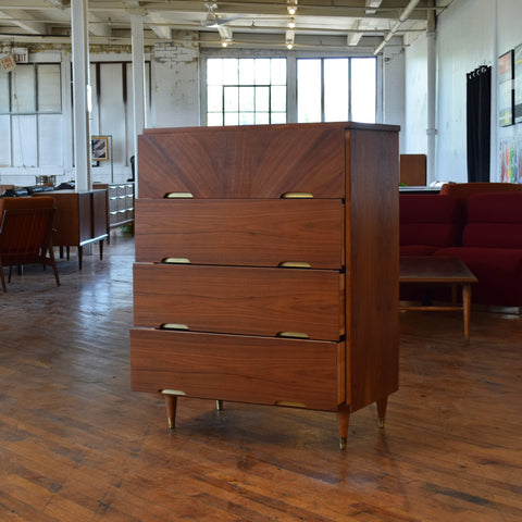 Vintage Walnut Tallboy Dresser
