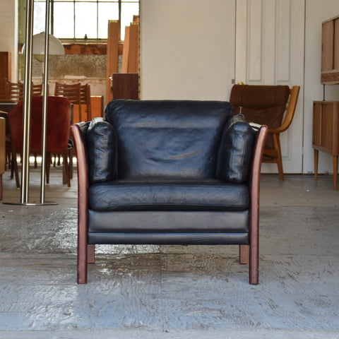 Mogens Hansen Black Leather Lounge Chair