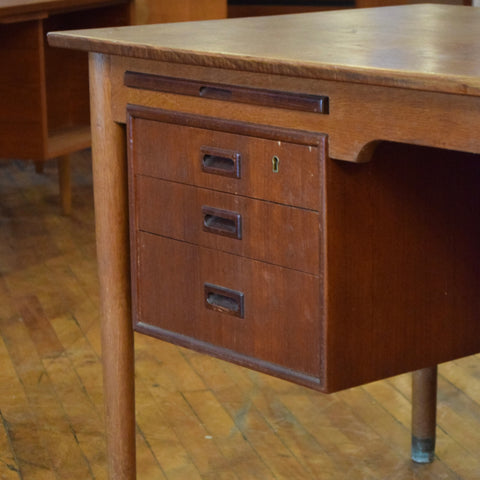 Executive Teak Desk w/ Rear Bookcase