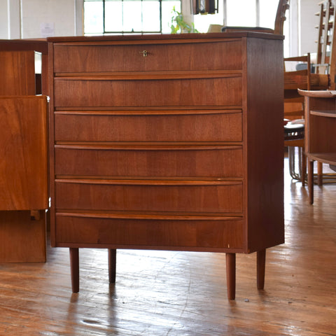 Danish Teak Tallboy Dresser