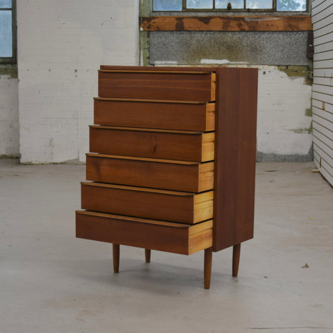Compact Danish Teak Tallboy Dresser