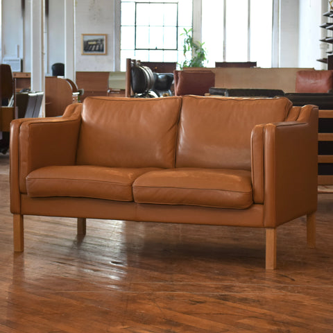 Caramel Leather Loveseat