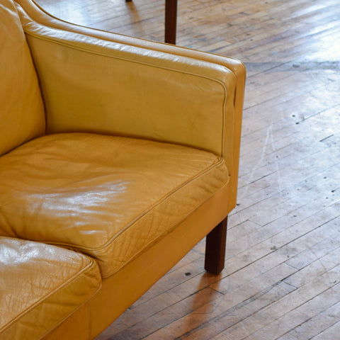 Mustard Yellow Leather 3-Seater Sofa