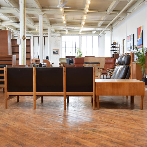 Danish Oak & Leather Sectional w/ Table