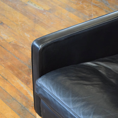 Black Leather Wingback Chair by Stouby