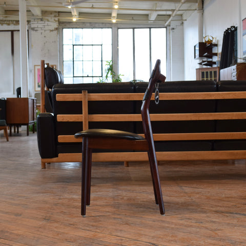 Set of 4 Leather & Rosewood Dining Chairs by Sibast