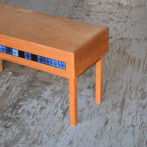 Low Oak & Blue Tile Unit