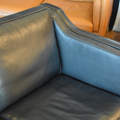 Black Leather 3-Seater Sofa by Stouby