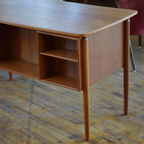 Teak Desk w/ Rear Bookcase