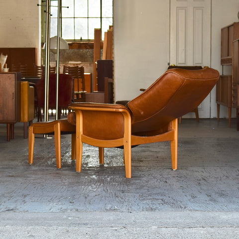Leather Reclining Chair & Ottoman by Mogens Hansen