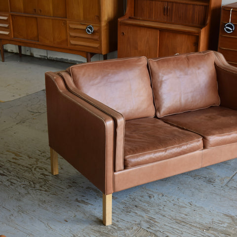 Cognac Leather Loveseat