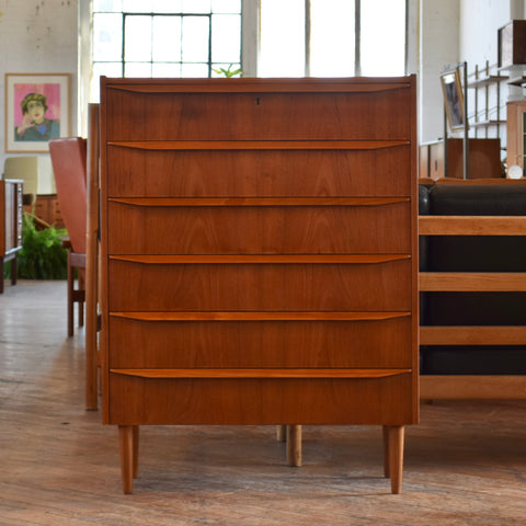 Danish Teak Tallboy Dresser