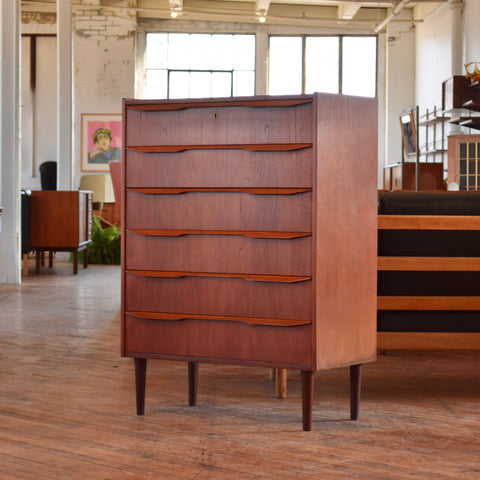 Danish Teak Tallboy Dresser