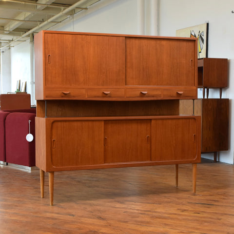 Teak Highboard w/ Brass Accents