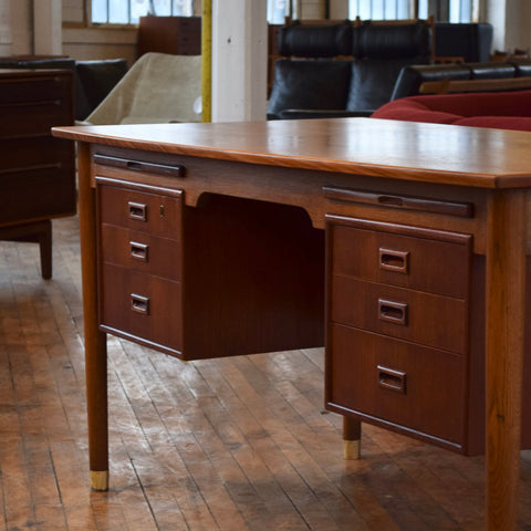 Executive Teak Desk w/ Rear Bookcase