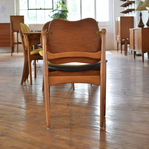 Set of 4 Cane & Teak Dining Chairs in the Style of Arne Vodder
