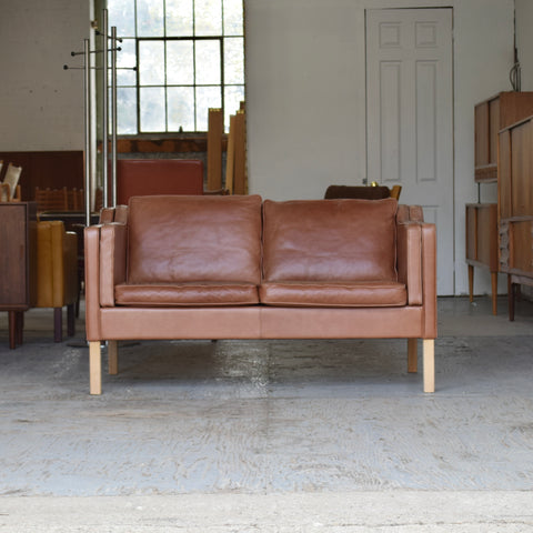 Cognac Leather Loveseat