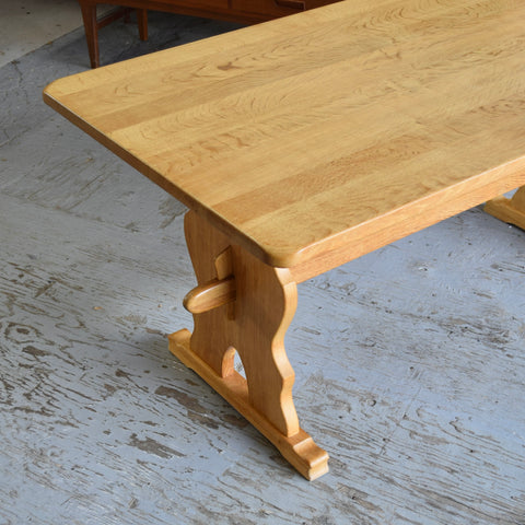 Solid Oak Dining Table Attributed to Henning Kjaernulf