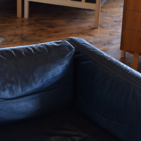 Danish Oak & Leather Loveseat by Stouby