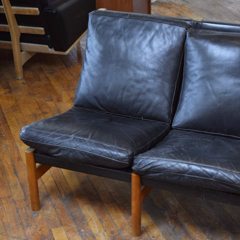 Danish Oak & Leather Sectional w/ Table